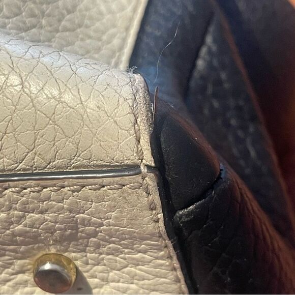 Kate Spade Southport Avenue Lydia bag Cream/black Pebbled Preowned - Picture 14 of 16